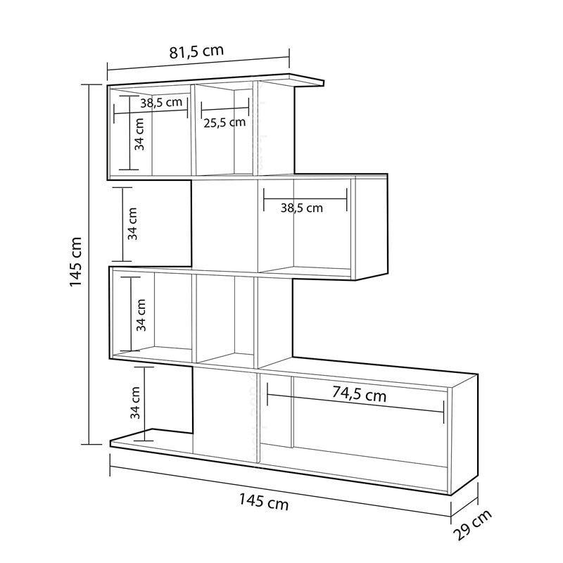 Libreria scaffale 4 livelli 9 scomparti bianco grigio 145x29xh.145 cm –  WebMarketPoint