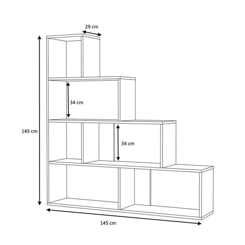 Libreria scala bianca 5 piani struttura bamboo