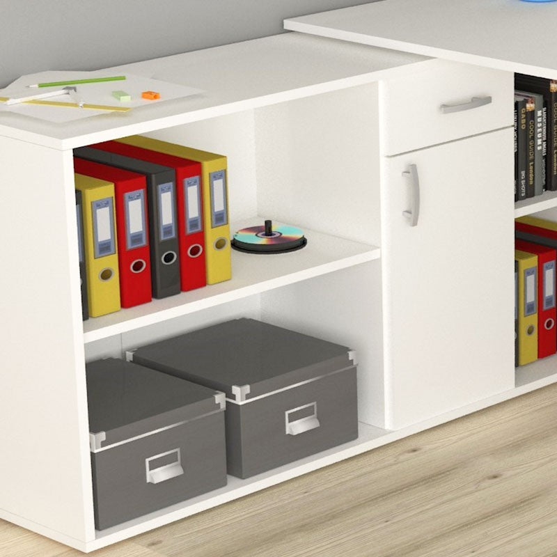 Scrivania con libreria reversibile Bianco OSLO 120x60x h74 cm