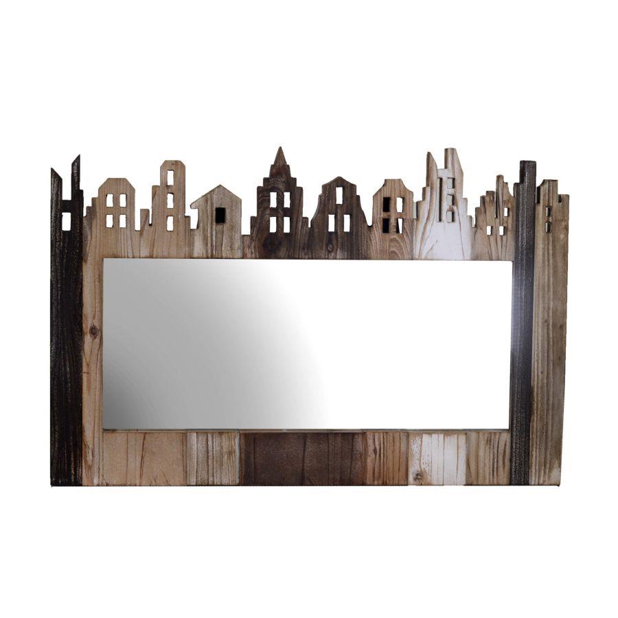Specchio legno naturale casette cm78,5x51,5x2,5 – WebMarketPoint
