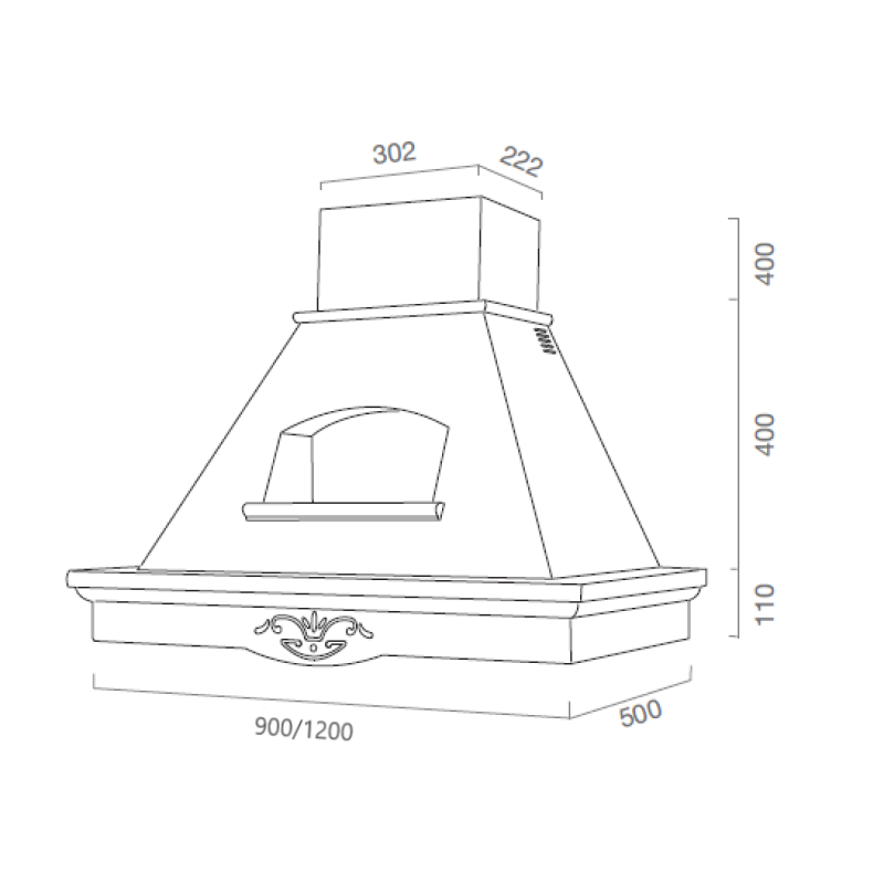 Cappa cucina rustica bianca TOSCA con cornice in legno intarsio cm 120 –  WebMarketPoint