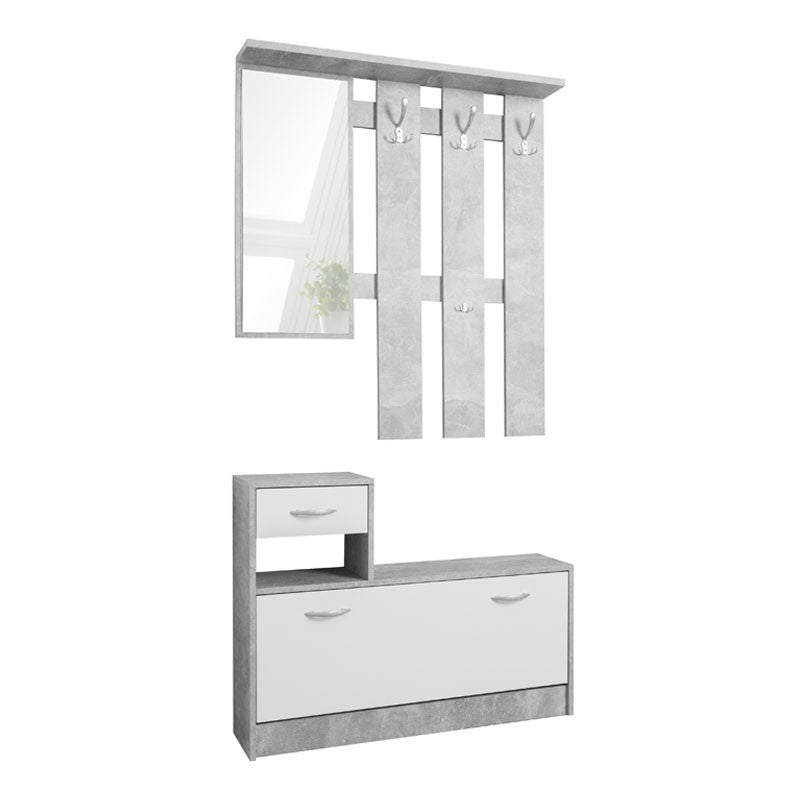 Mobile guardaroba da ingresso bianco e cemento 100x25xh.180 cm –  WebMarketPoint