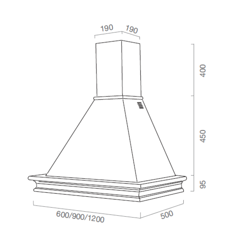 Cappa cucina rustica bianca KATIA con cornice in legno intarsio colore  tabacco cm 120