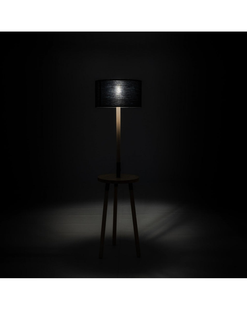 Lampada da terra in legno nero antracite con mensole Pal 50x165