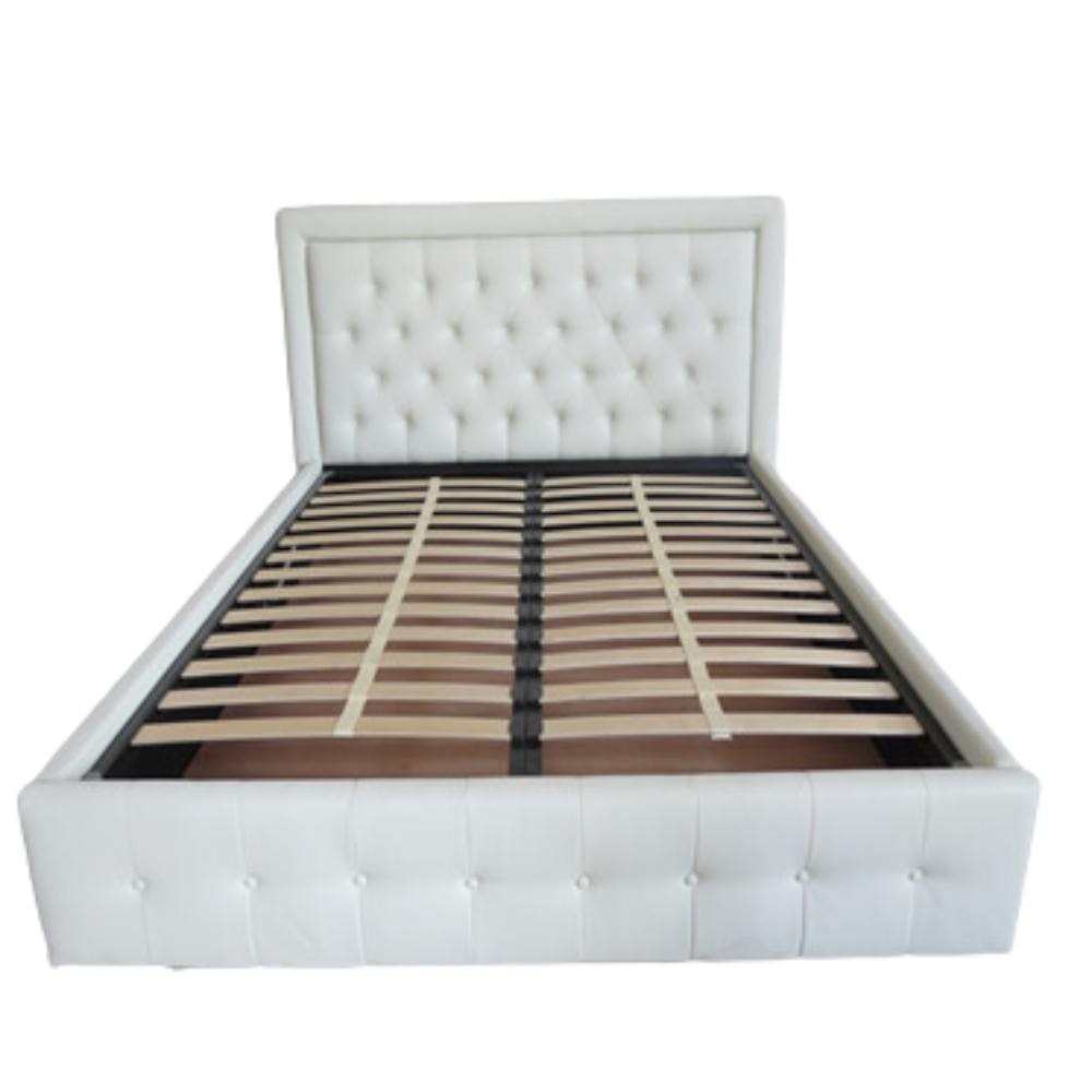 Letto matrimoniale contenitore Buttonsquare bianco testiera trapuntata –  WebMarketPoint