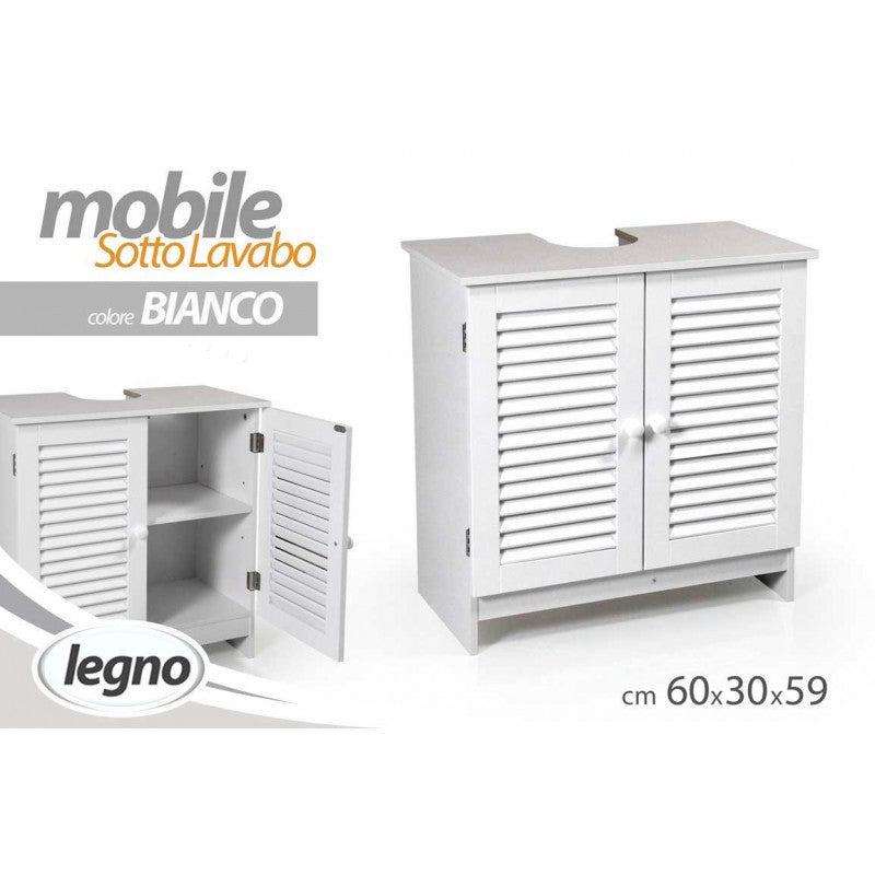 Mobiletto basso sotto lavabo bianco 1 anta 6 ripiani 60x54x32 cm ML-DESIGN