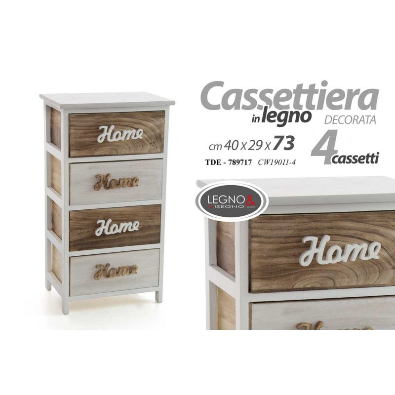 Cassettiera per cucina 4 cassetti in legno nobilitato Olmo cm H