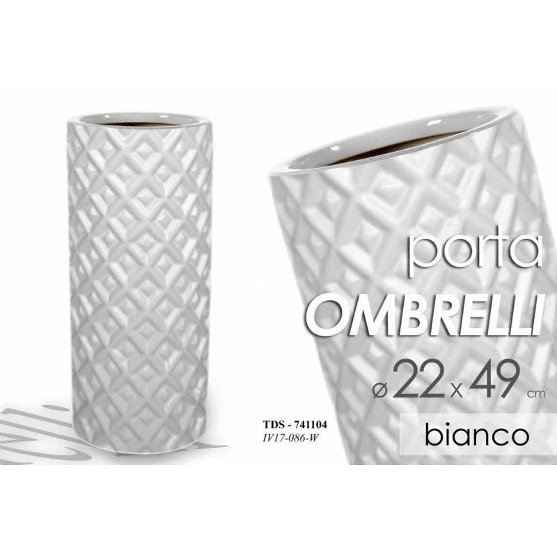 Portaombrelli in ceramica bianco design cm 22 x 49 h – WebMarketPoint