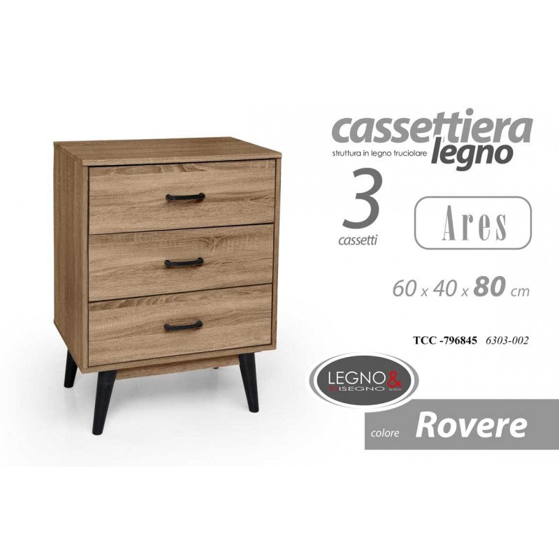 Cassettiera 3 Cassetti 40 X 40 X 71 H Cm Bianco