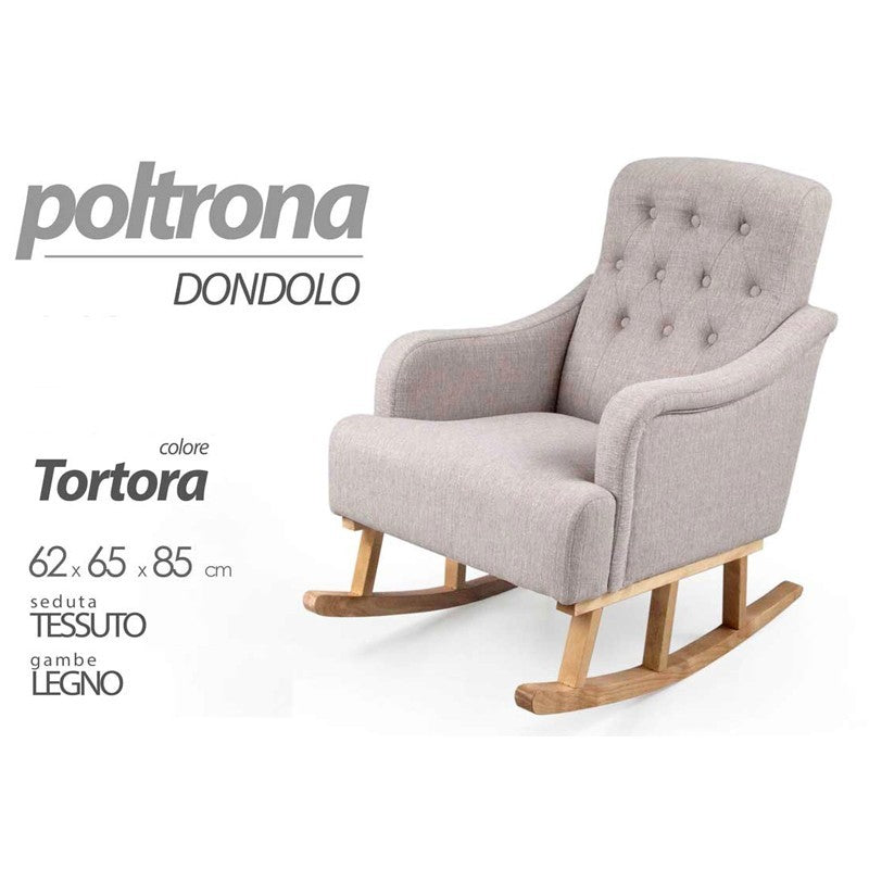 Poltrona in tessuto da camera salotto piedi legno cm 60 x 65 x 85 h tortora