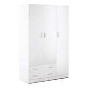 Armadio 3 ante con ripiani cm 140x55x190h in legno massello bianco