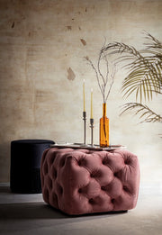 Pouff Evan in velluto Blush trapuntato