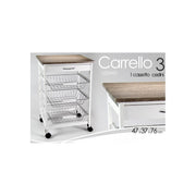 Carrello da cucina bianco con cesti e rotelle cm 47 x 37 x 76 h –  WebMarketPoint