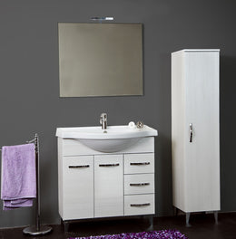 Mobile bagno sospeso Ador80 rovere ostippo con lavabo 2 cassetti 80x45x54h