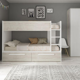 Cameretta con letto a castello con letto estraibile colore bianco cons –  WebMarketPoint