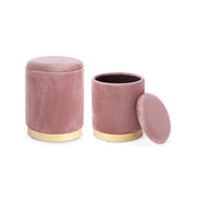 Set da 2 Pouf in velluto con contenitore Rosa Antico POLINA – WebMarketPoint